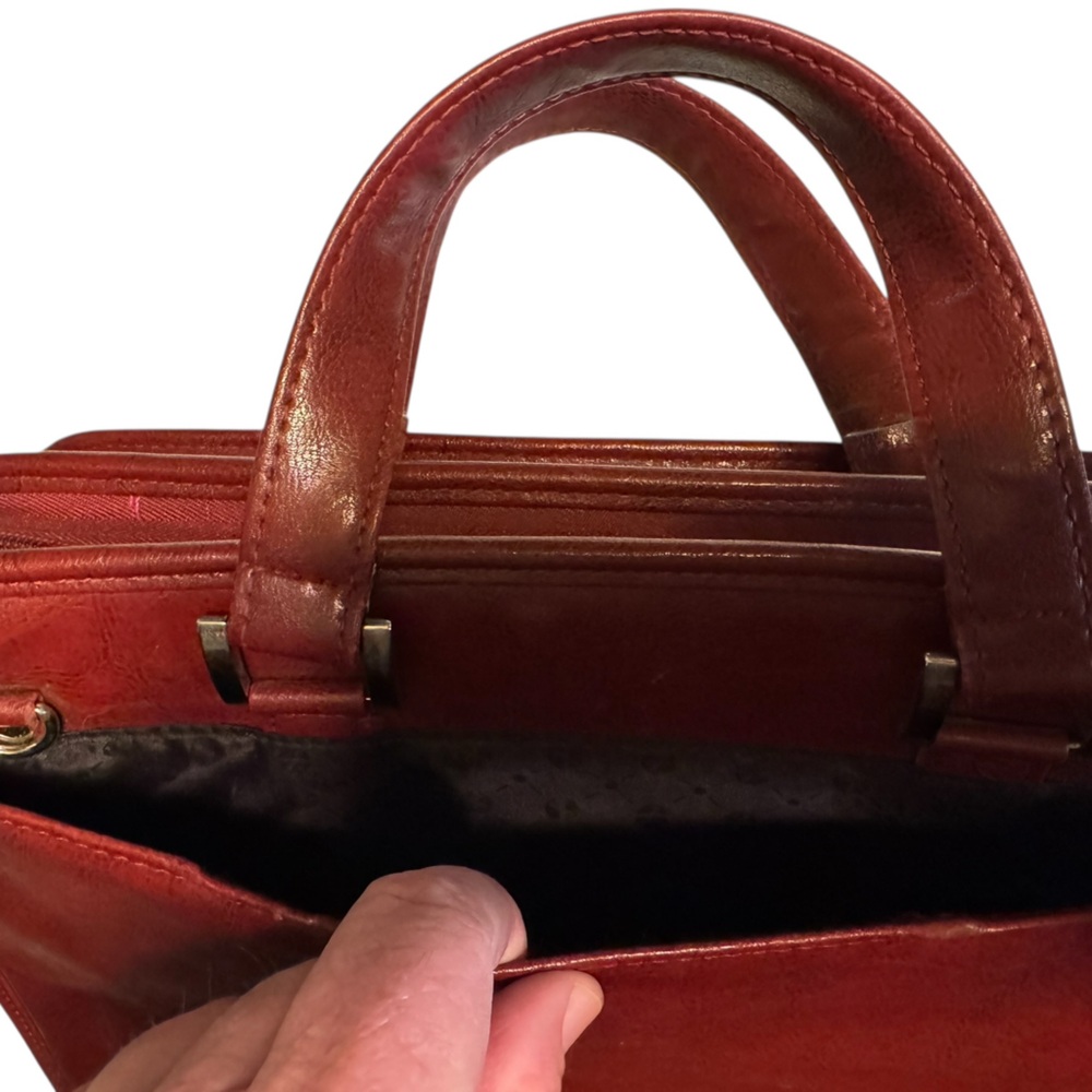 High End Foray Deep Red Women’s Briefcase Attache Vegan Leather Bag Planner - Picture 9 of 15